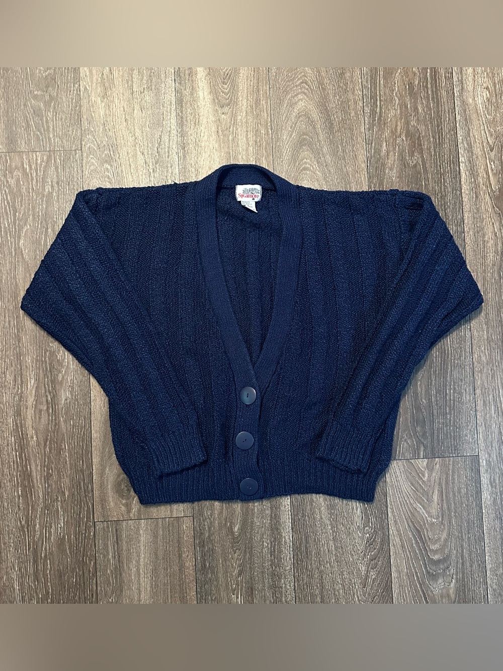 90’s navy blue grandpa core knit cardigan Sz M by Sycamore